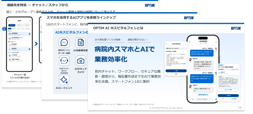 OPTiM AI ホスピタルフォンのサービス紹介資料の誌面イメージ