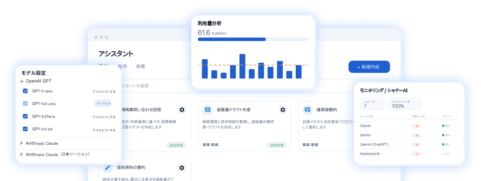 OPTiM Biz AI Agentの管理画面イメージ