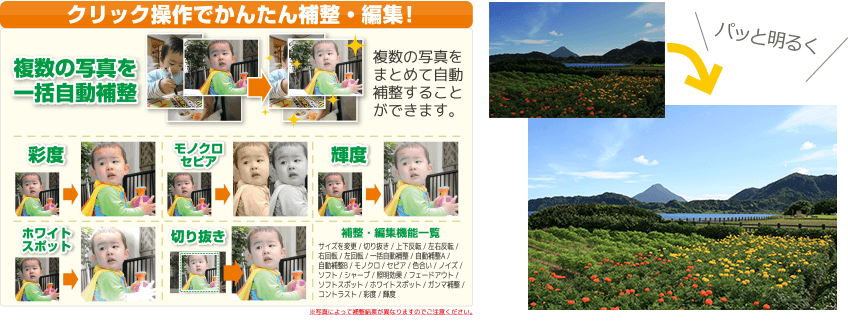 クリック操作でかんたん補正・編集!