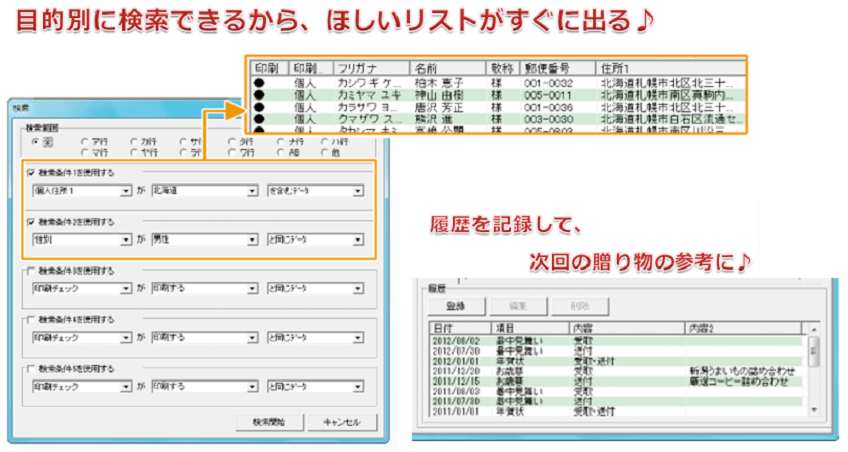 目的別に検索できる