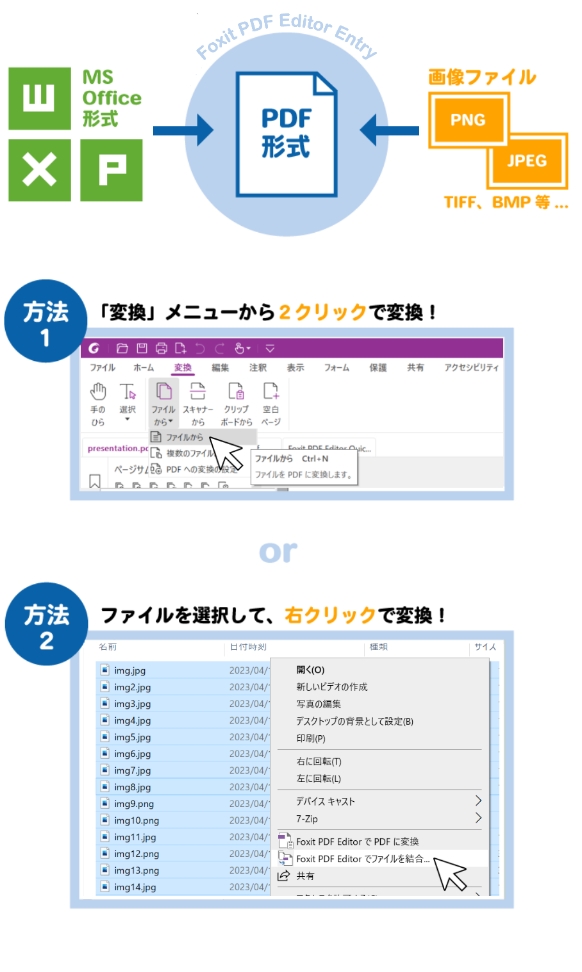 ワンステップでPDF変換