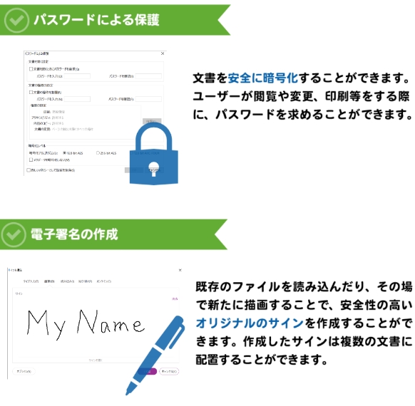 パスワーによる保護・電子署名の作成