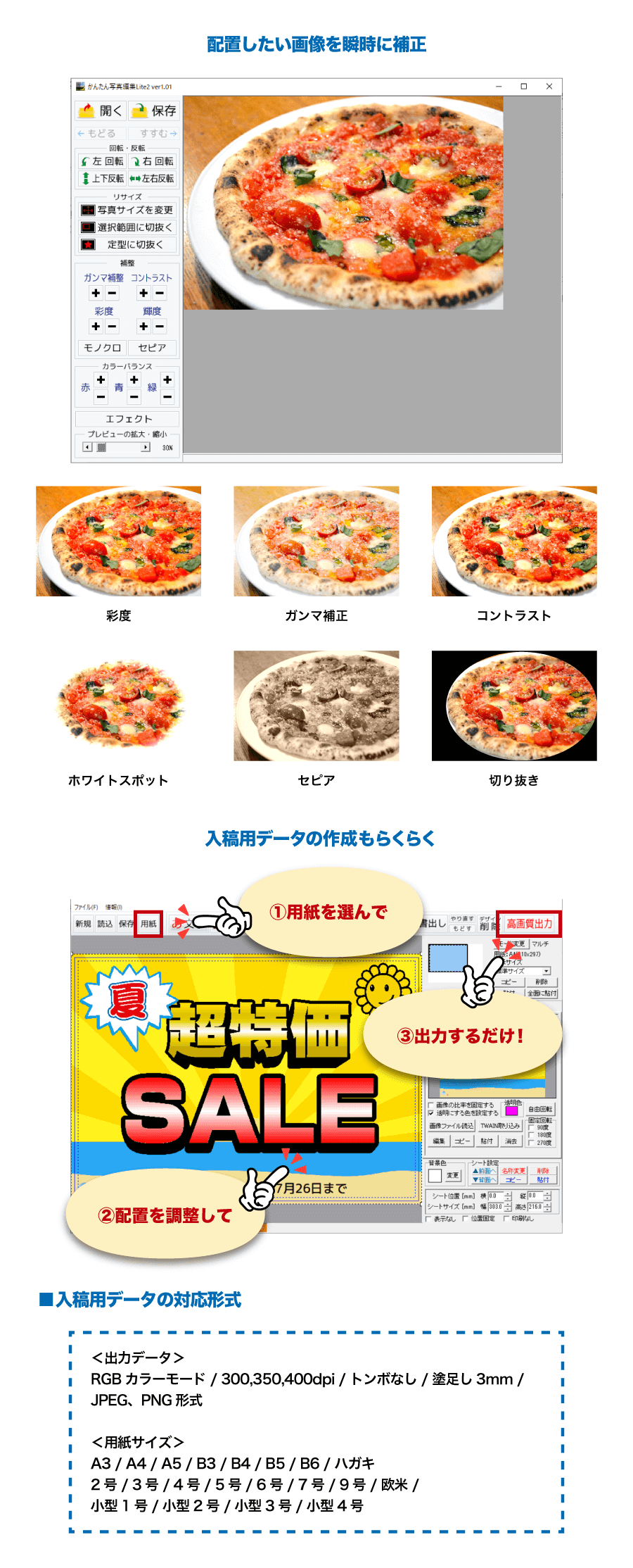 デザインに便利な機能付き